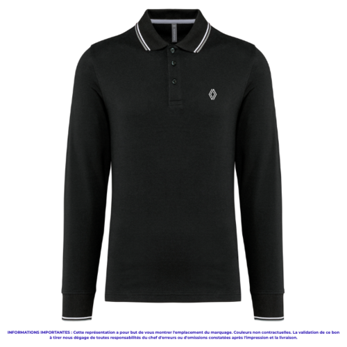 K280-VF - Polo maille piquée 100% coton manches longues Homme VENTE FLASH