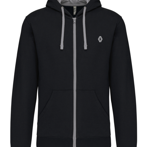 K466NGR - Sweat-shirt zippé capuche contrastée gris