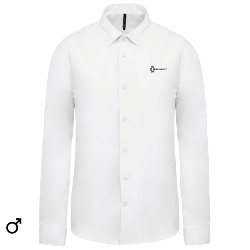 K513B-VF - Chemise popeline manches longues Homme coupe ajustée - Blanc VENTE FLASH