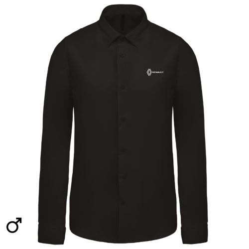 K513N-VF - Chemise popeline manches longues Homme coupe ajustée - Noir VENTE FLASH