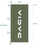 DPXD - Drapeaux Dacia (fond vert kaki) 94/200 cm - lot de 2