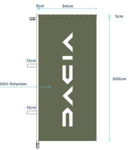 DPXD - Drapeaux Dacia (fond vert kaki) 94/200 cm - lot de 2