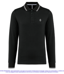 K280-VF - Polo maille piquée 100% coton manches longues Homme VENTE FLASH
