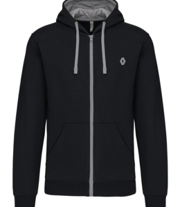 K466NGR-P - Sweat-shirt zippé capuche contrastée gris PROMO