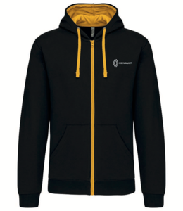 K466NJA-P - Sweat-shirt zippé capuche contrastée jaune PROMO