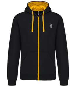 K466NJA-P - Sweat-shirt zippé capuche contrastée jaune PROMO