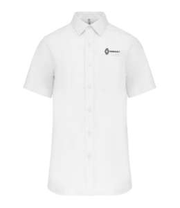 K543B-VF - Chemise popeline manches courtes Homme - Blanc VENTE FLASH