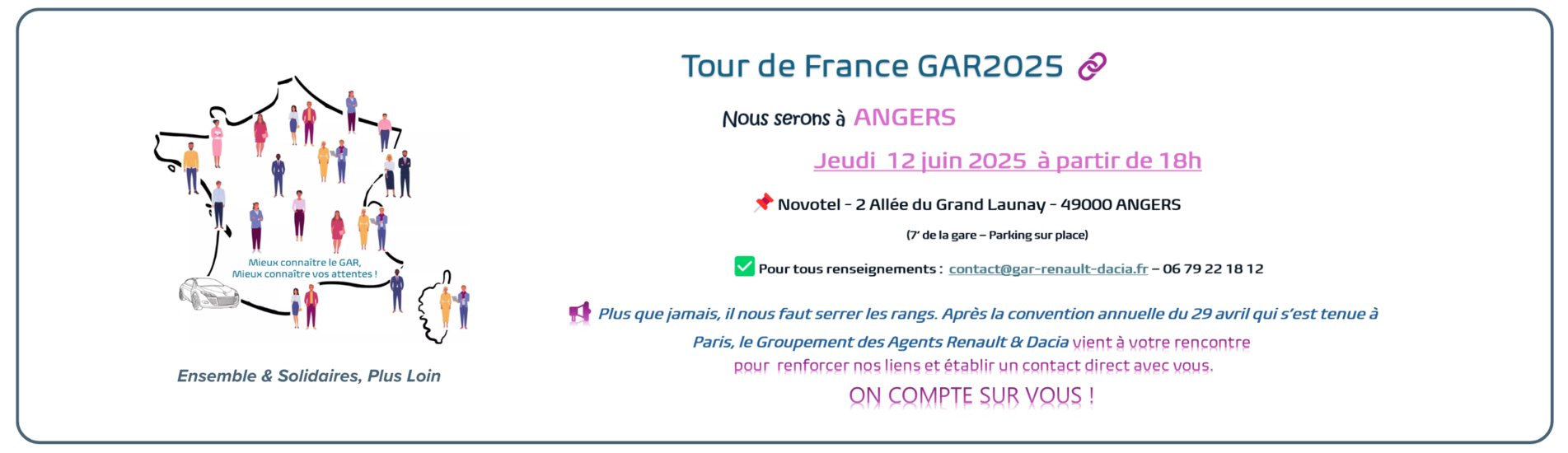 Tour de France GAR - Prochaine étape le 12 juin à Angers